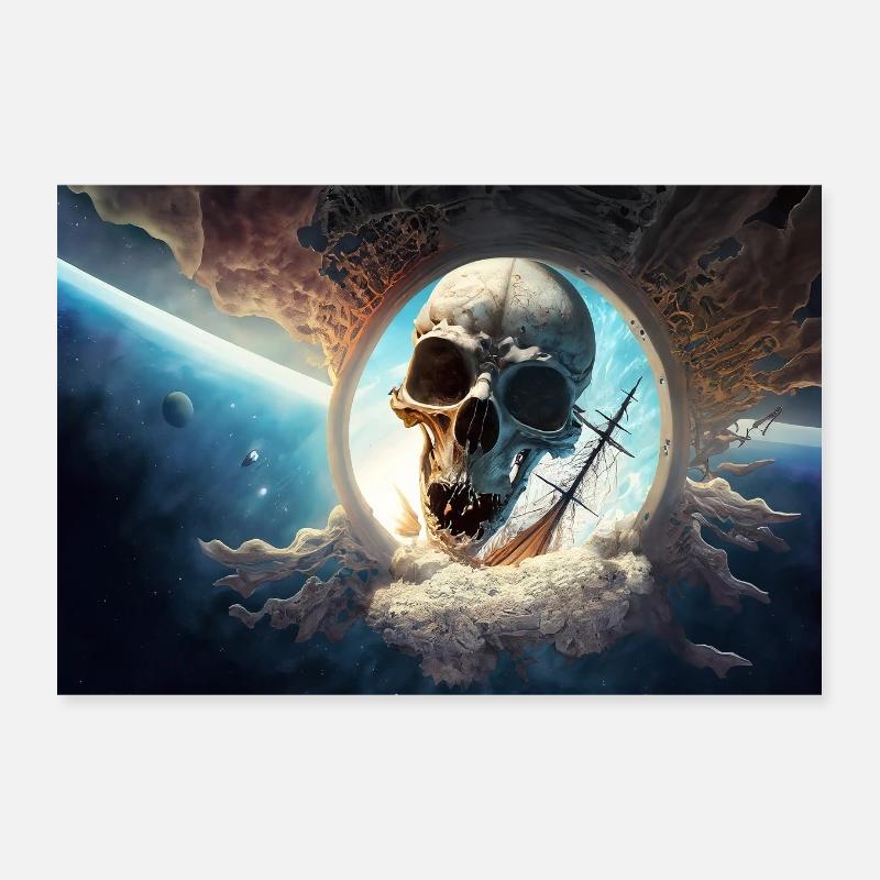 Poster Skull Ship Sky Poster 30x20 cm