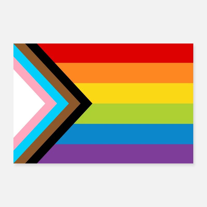 Drapeau de la fierté LGBT / Nouveau drapeau de progrès arc-en-ciel Poster 30 x 20 cm