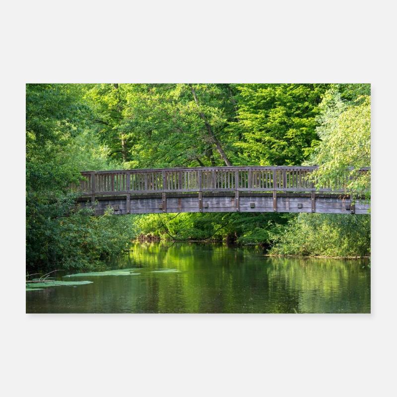 Brücke Parkanlage Bad Bevensen - Poster 30x20 cm - Weiß