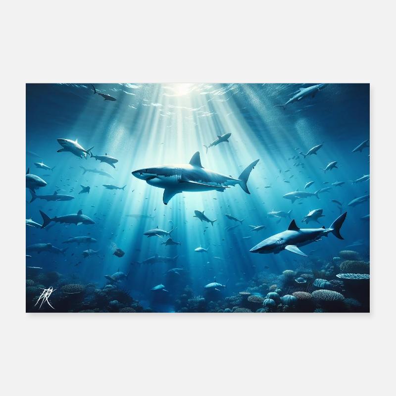 Océan de requins Poster 30 x 20 cm