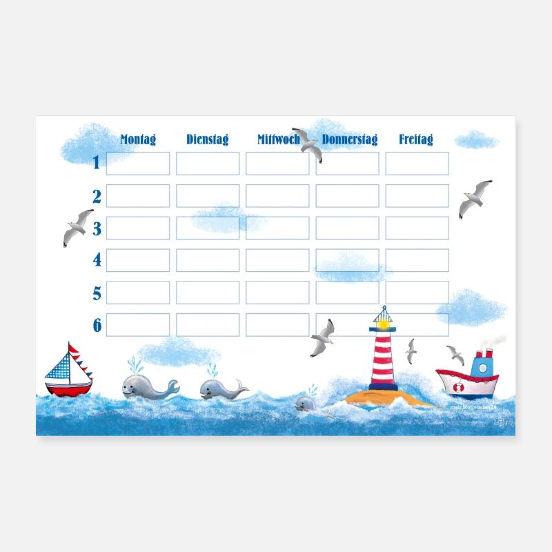 Timetable Whales - Lighthouse | Customisable Poster 12" x 8" (30x20 cm)