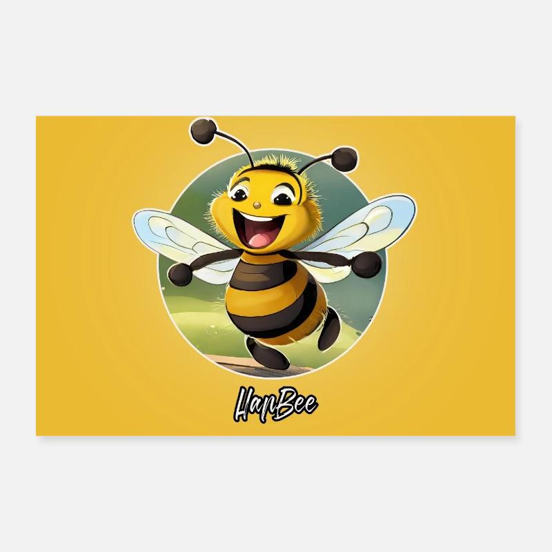Pun ambiguous expression – HapBee (Happy Bee) Poster 12" x 8" (30x20 cm)