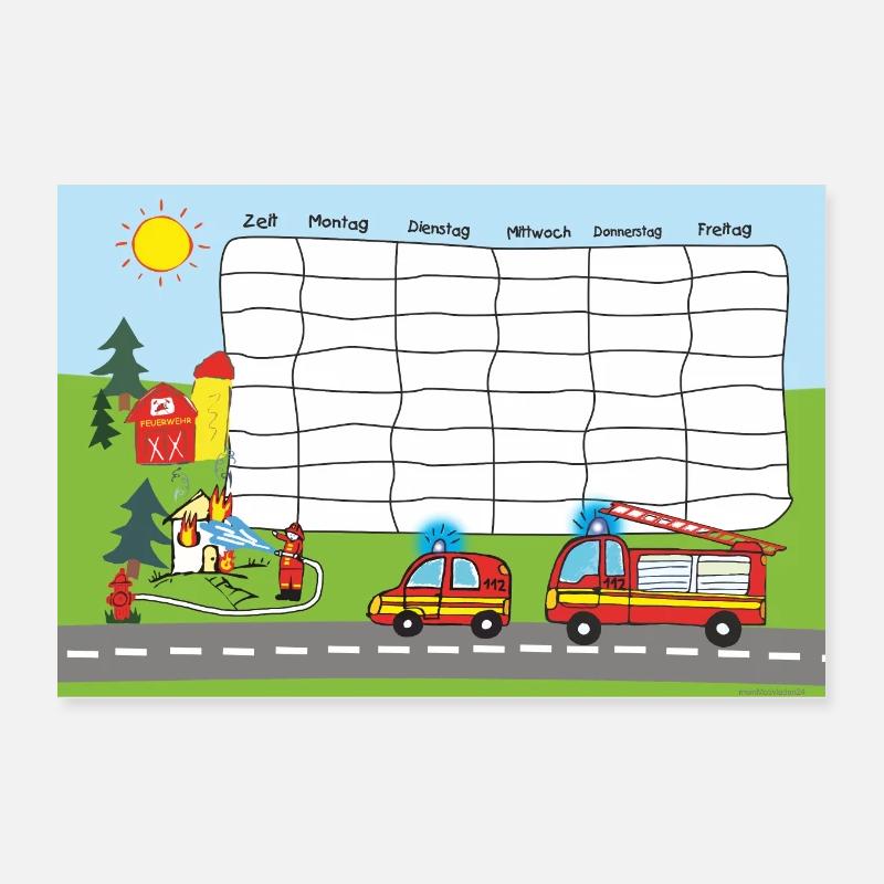 Timetable Fire Brigade | Customisable Poster 12" x 8" (30x20 cm)