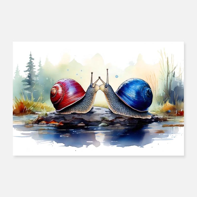 Snails in love Poster 12" x 8" (30x20 cm)