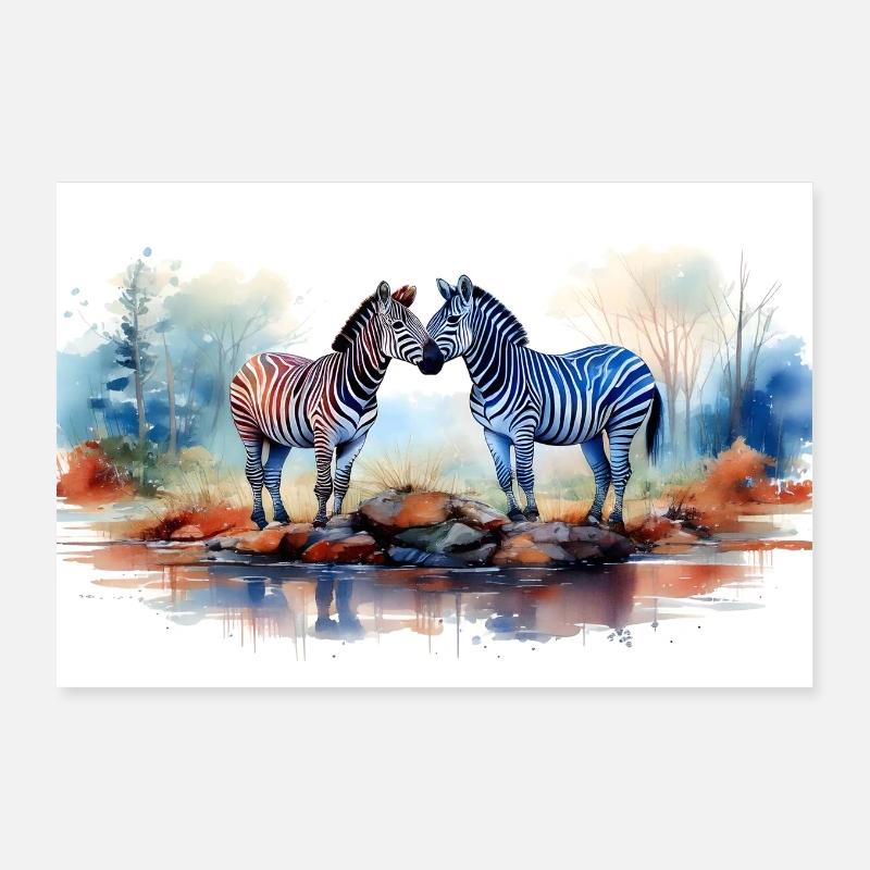 Verliebte Zebras Poster 30x20 cm