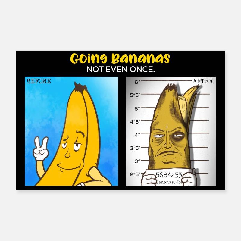 Gehende Bananen. Nicht ein einziges Mal. Poster 30x20 cm