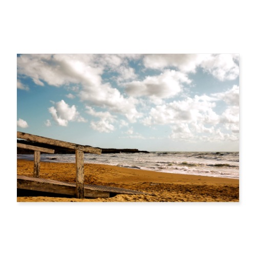 Steg Strand Sizilien Wolken Himmel Mittelmeer - Poster 30x20 cm