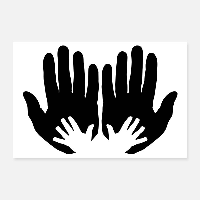 Öffnen Sie die Hände der Eltern mit den Händen der Kinder Poster 30x20 cm