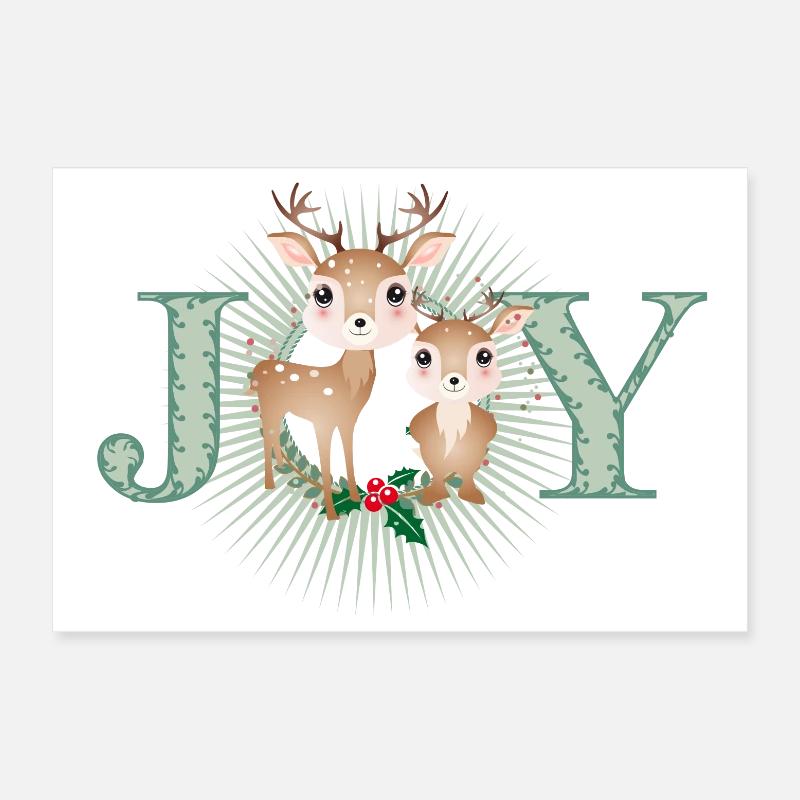 Deux cerfs mignons - joie pour Noël Poster 30 x 20 cm