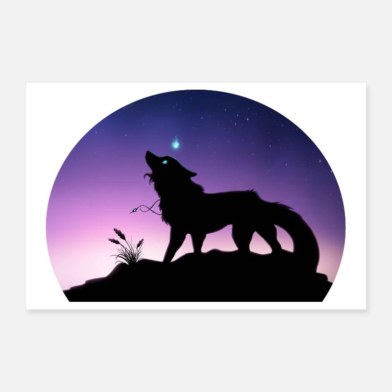 Die Reise eines Sternenwolfs - Silouhette Nocturne Poster 30x20 cm