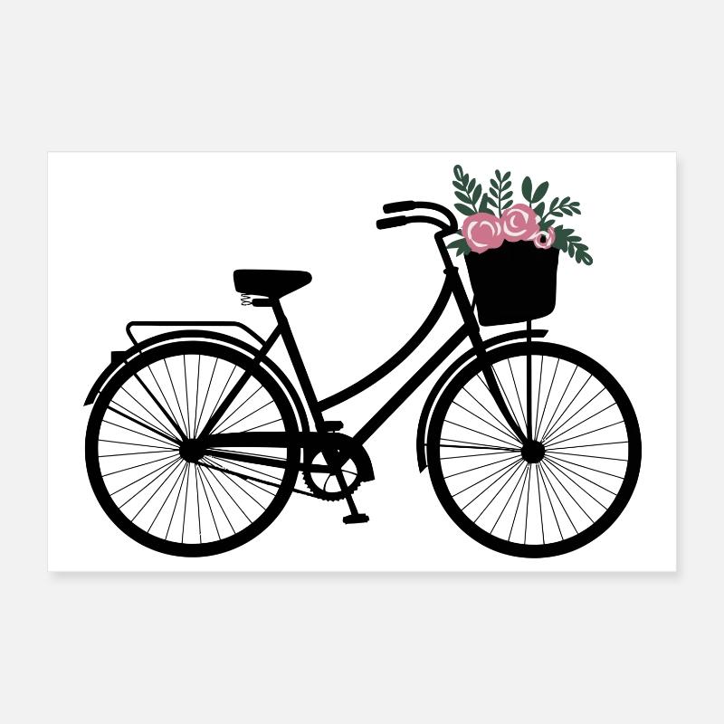 Floral Bicycle Poster 12" x 8" (30x20 cm)
