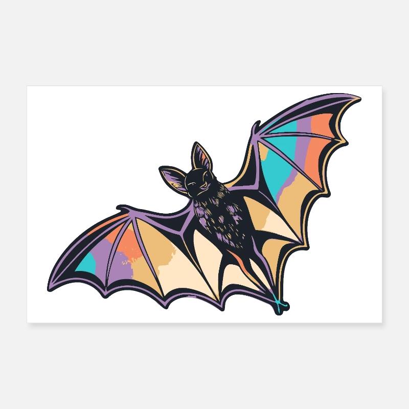 Stylized Rainbow Bat Poster 12" x 8" (30x20 cm)