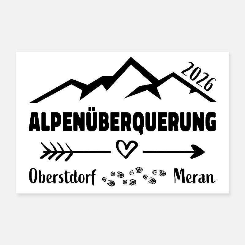 Traversée des Alpes E5 2026 Oberstdorf Merano Poster 30 x 20 cm
