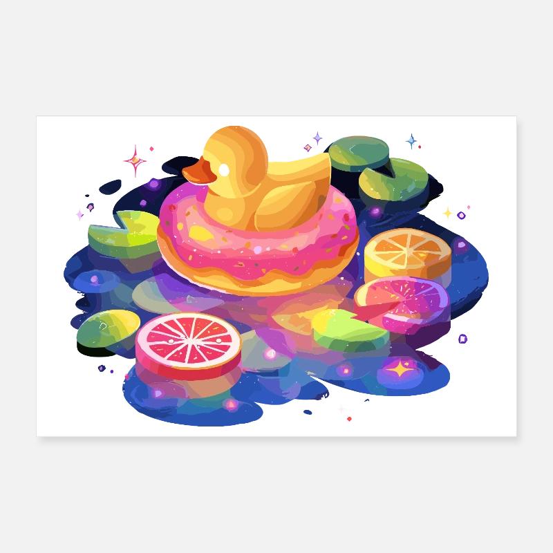 Fruity donut duck trip Poster 12" x 8" (30x20 cm)