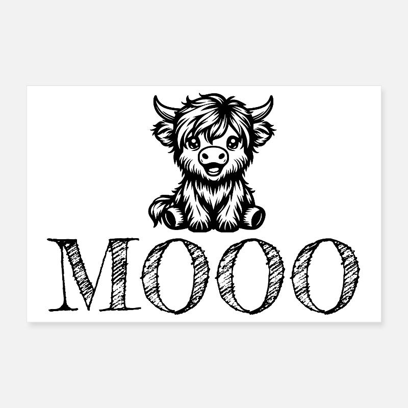 Mignonne vache Mooo Poster 30 x 20 cm