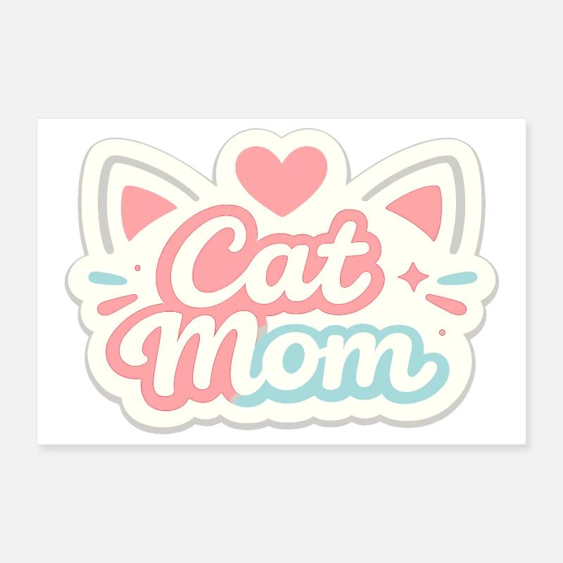 Motif pastel de maman chat Poster 30 x 20 cm