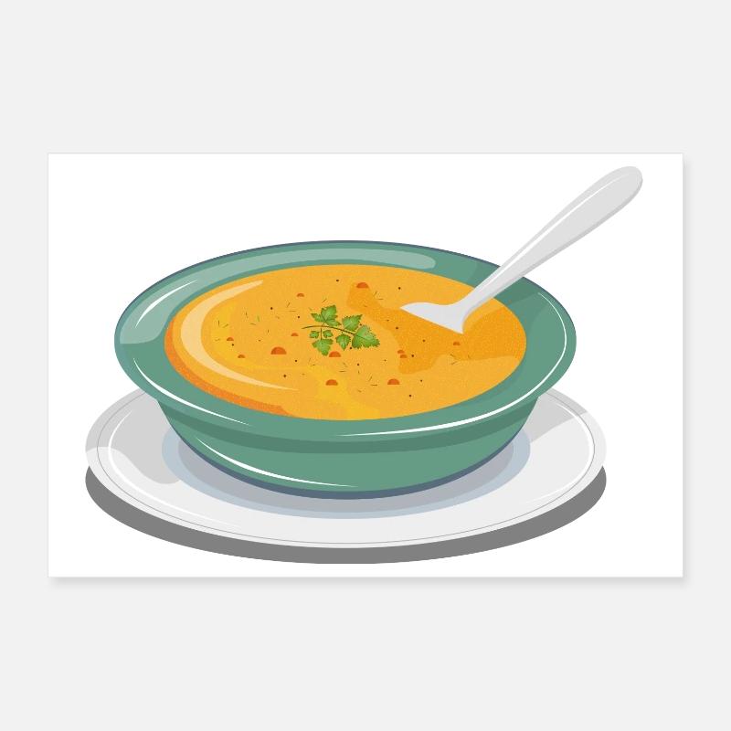 Gemüsesuppe in einem Teller mit einem Löffel Poster 30x20 cm