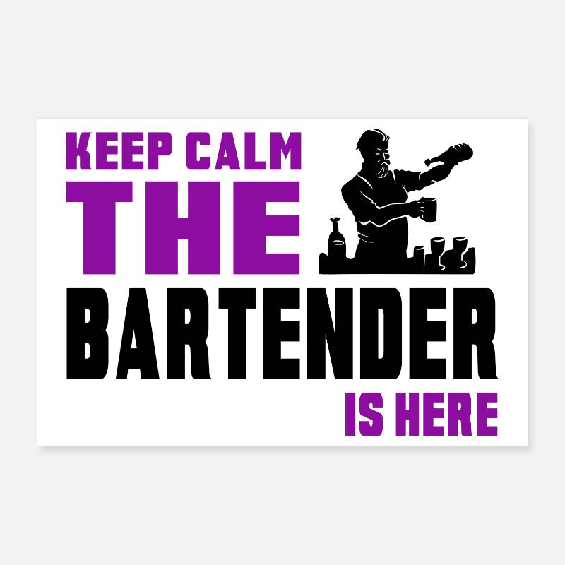 Keep calm bartender design Poster 12" x 8" (30x20 cm)