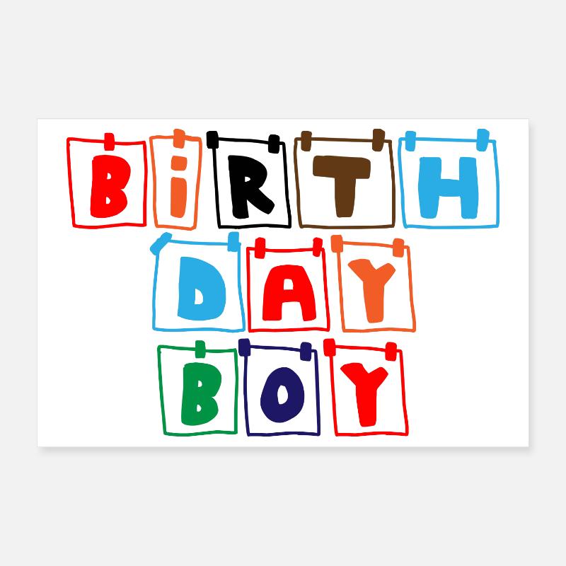 Bannière de couleur de garçon d’anniversaire Poster 30 x 20 cm