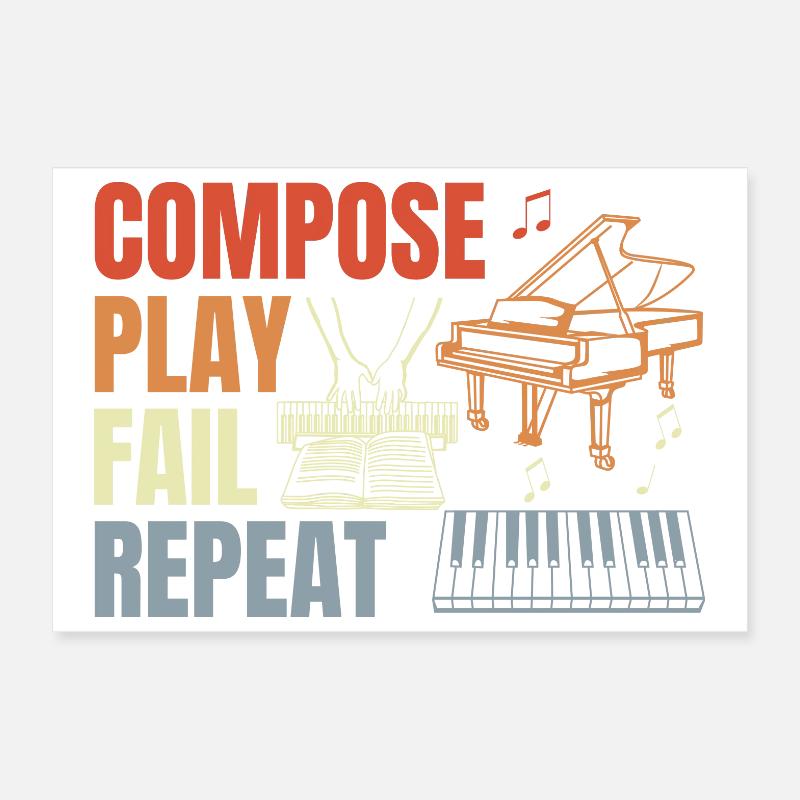 Piano Player Routine Poster 12" x 8" (30x20 cm)