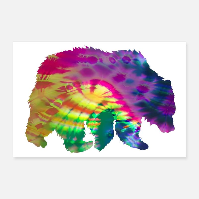 Bär Silhouette Tie Dye Batik Muster Poster 30x20 cm