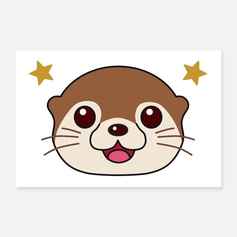 Smiling Cute Otter Poster 12" x 8" (30x20 cm)