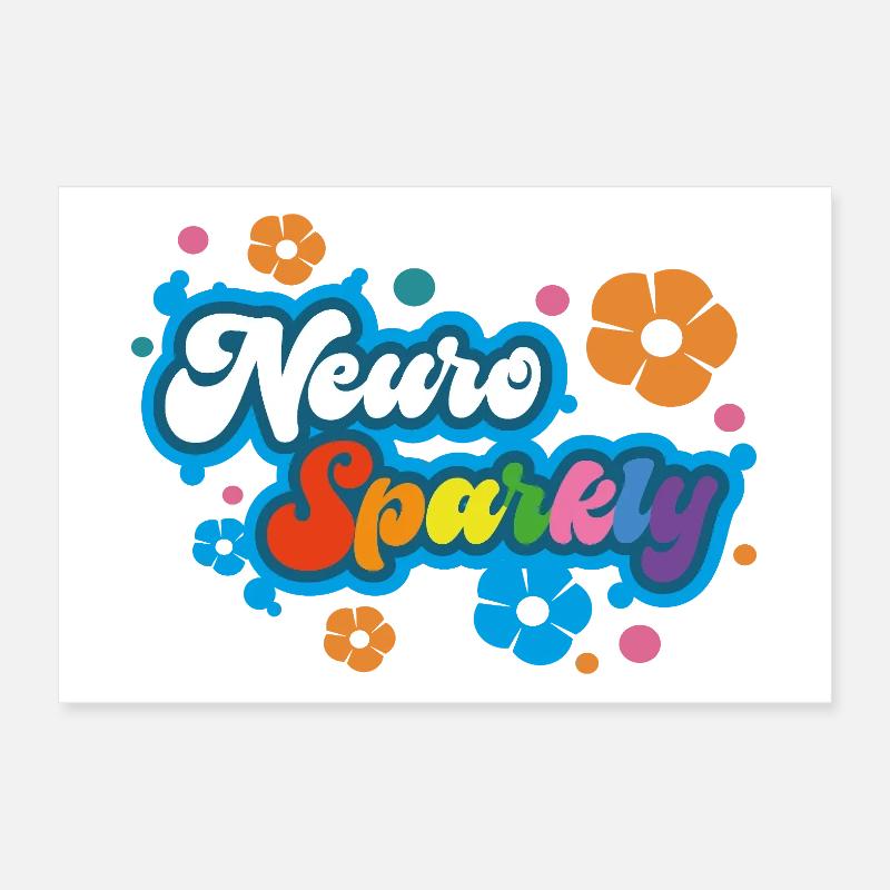 Neuro Sparkly Flower Rainbow Typography Poster 12" x 8" (30x20 cm)