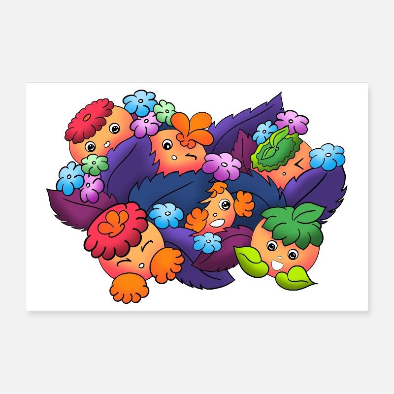 Dreamy knobs in autumn leaves Poster 12" x 8" (30x20 cm)