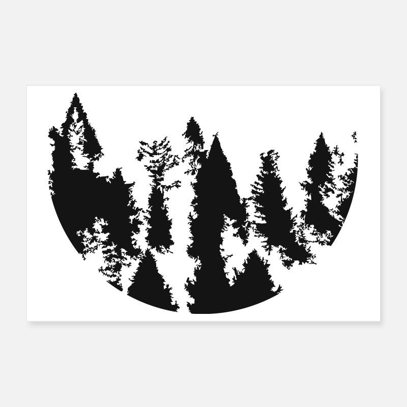 Silhouette de cercle de forêt Poster 30 x 20 cm