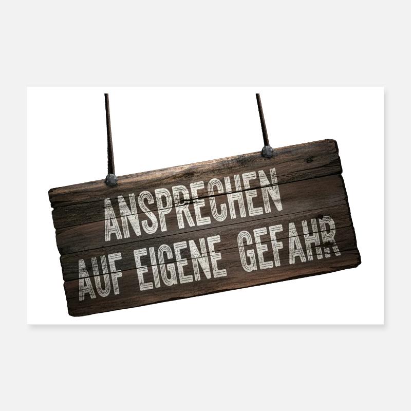 Adressez-vous à vos risques et périls – Bouclier de l’humour Poster 30 x 20 cm