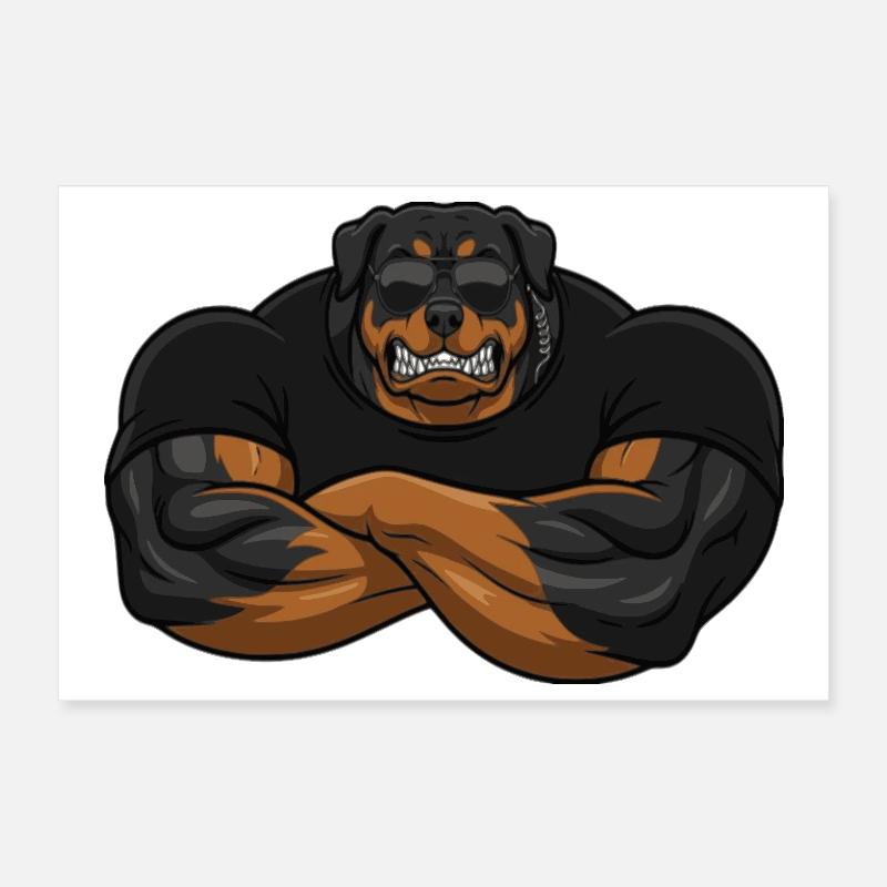 Rottweiler Security – Le videur le plus coriace Poster 30 x 20 cm