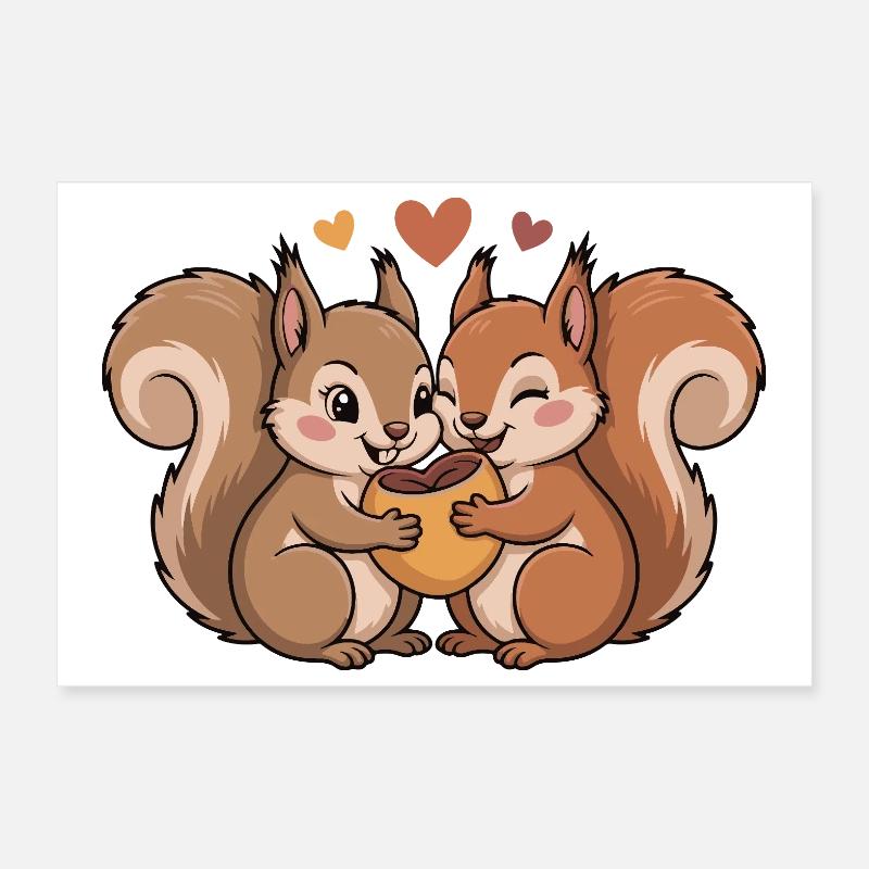Eichhörnchen Paar Liebe Valentinstag Poster 30x20 cm