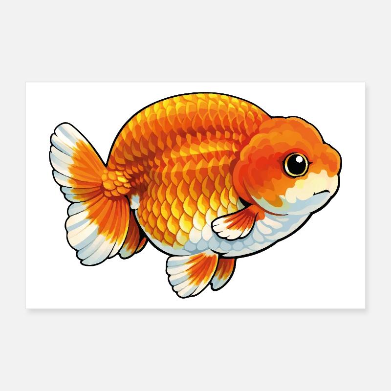 Humped Buffalo Ranchu High Quality Goldfish Poster 12" x 8" (30x20 cm)