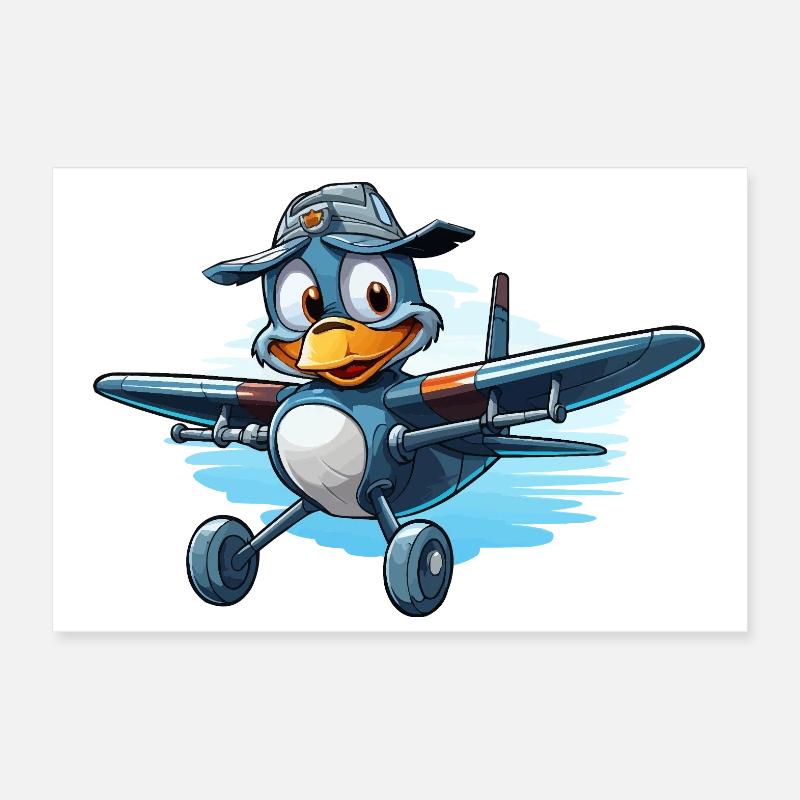 Penguin Pilot in Airplane Poster 12" x 8" (30x20 cm)