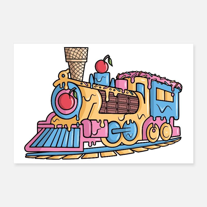 Dampflok Eiscreme Modelleisenbahn Eisenbahn Poster 30x20 cm