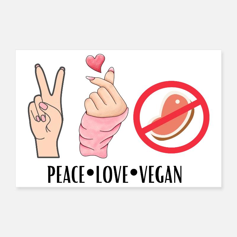 Peace Love Vegan Poster 30 x 20 cm