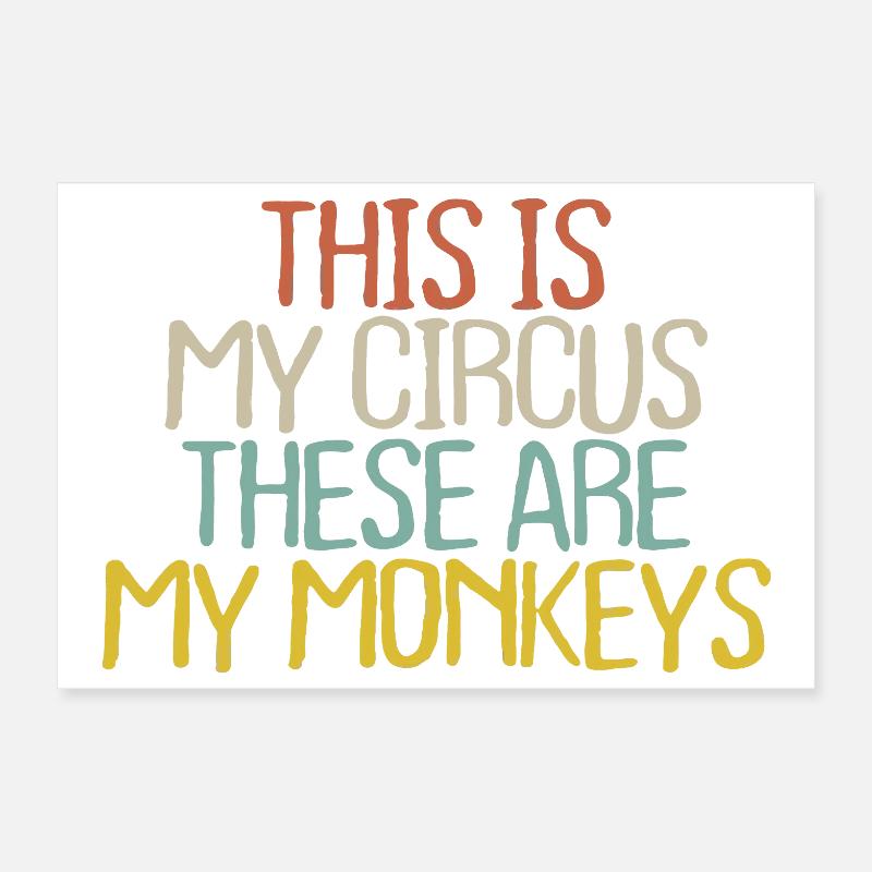Typographie des singes de cirque Poster 30 x 20 cm