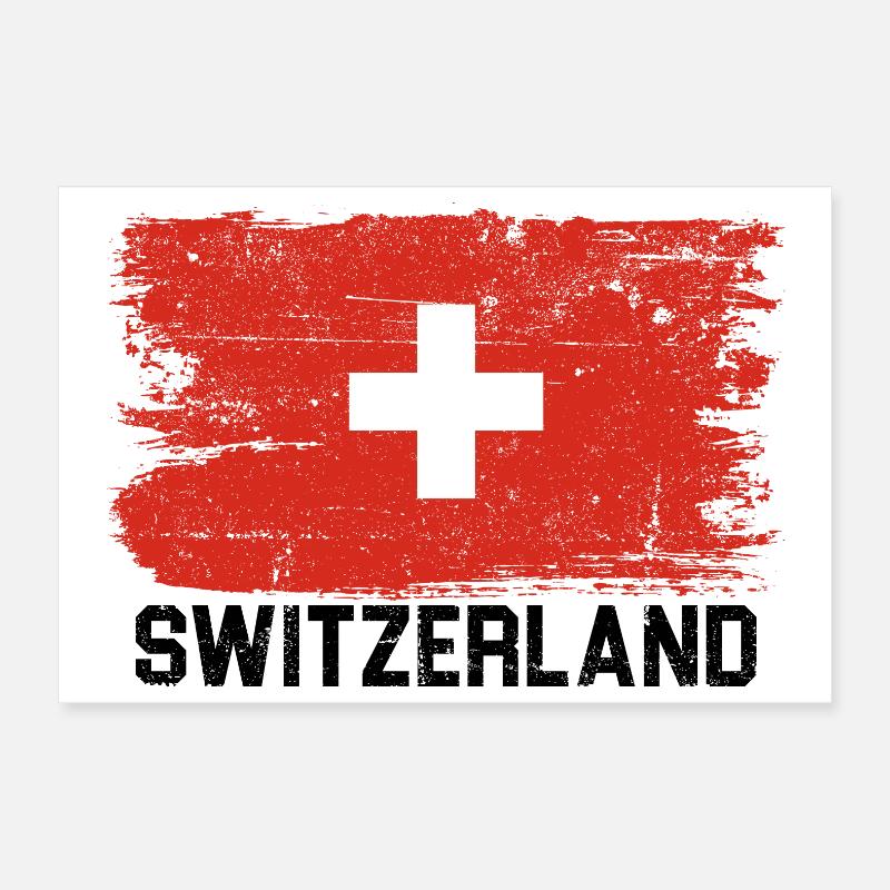 Schweizer Flagge Bürstenkreuz Poster 30x20 cm