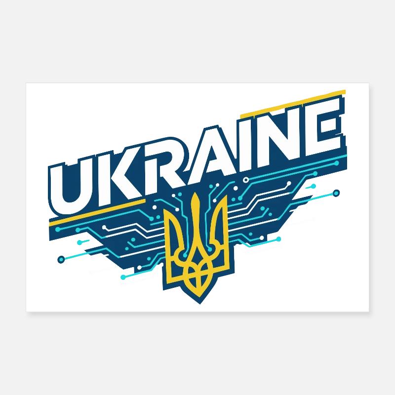 Ukrainian Circuit Trident Tee Poster 12" x 8" (30x20 cm)