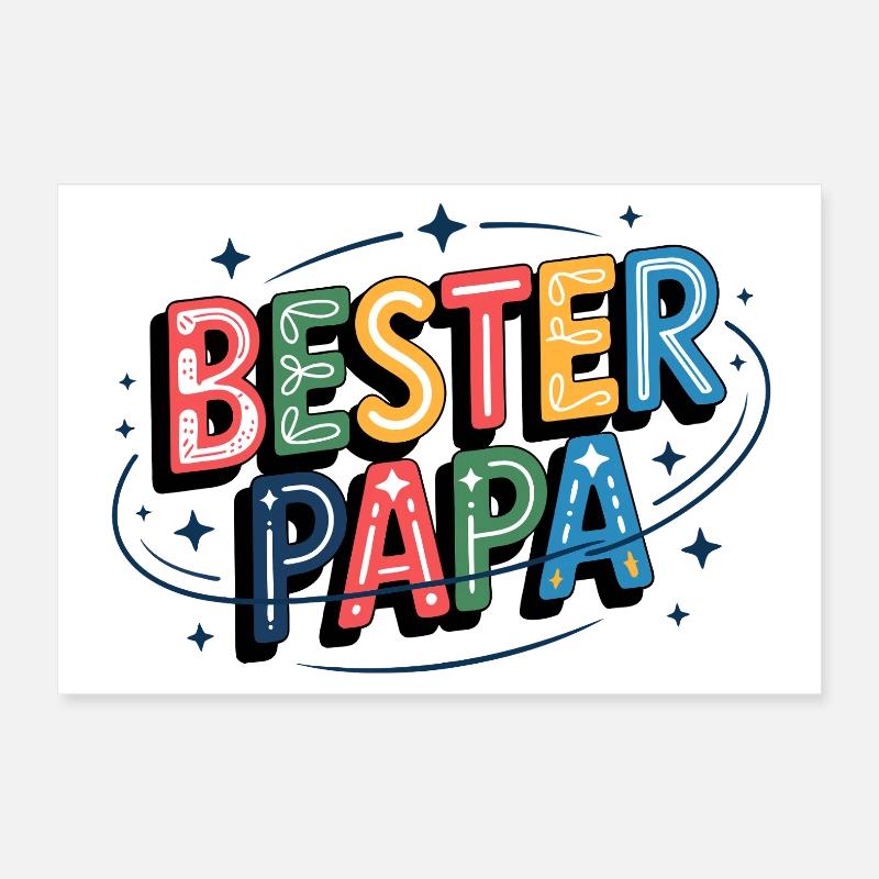 Bester Papa bunte Buchstabenillustration Poster 30x20 cm