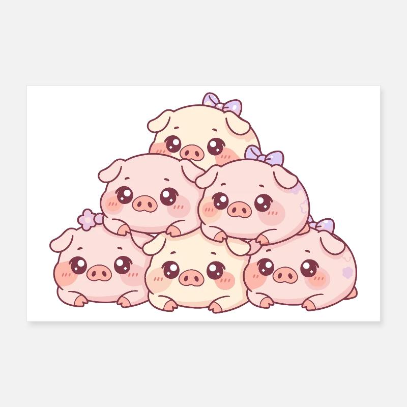 Kuschelige Schweinchen-Pyramide Poster 30x20 cm