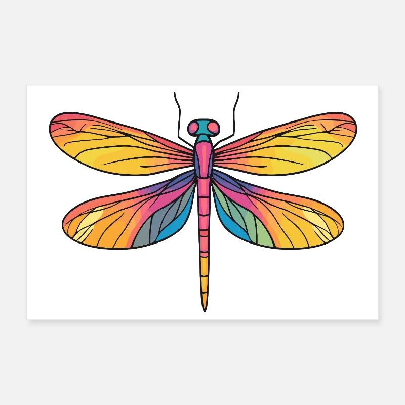 Rainbow Dragonfly Wings Poster 12" x 8" (30x20 cm)