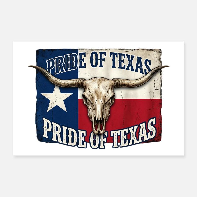 Texas Pride Hörner-Schädel Poster 30x20 cm