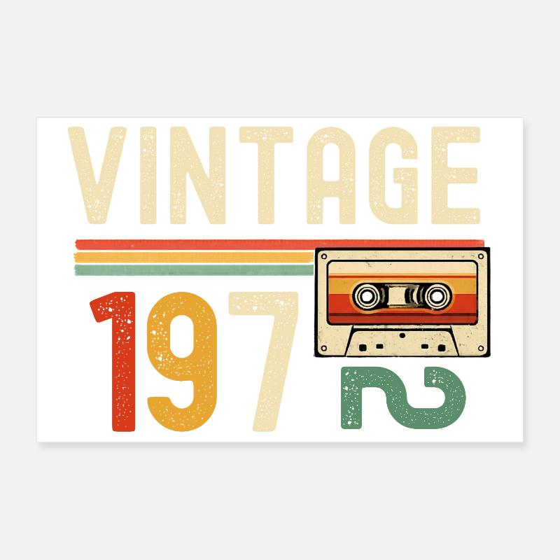 Vintage Cassette 1970s Stripes Poster 30 x 20 cm