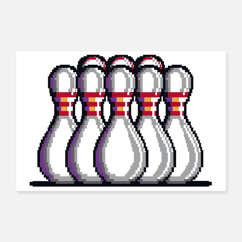 Quilles de bowling Pixel Poster 30 x 20 cm