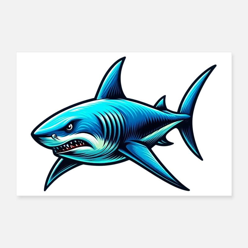 Shark Poster 12" x 8" (30x20 cm)