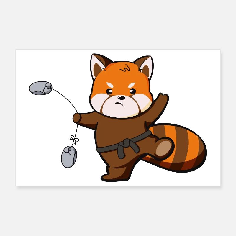 Cute Panda Does Kung Fu Poster 12" x 8" (30x20 cm)