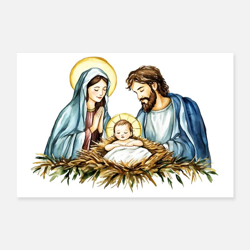Weihnachtspullover Weihnachten an der Krippe Jesus Poster 30x20 cm