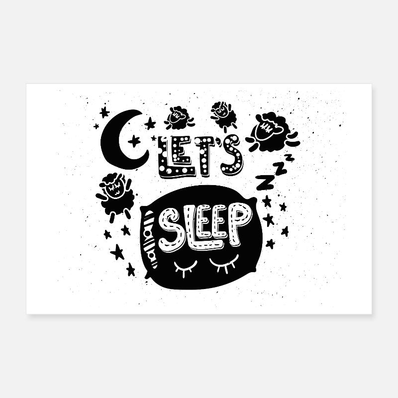 Let’s Sleep - Conception de chemise de sommeil en mouton mignon Poster 30 x 20 cm