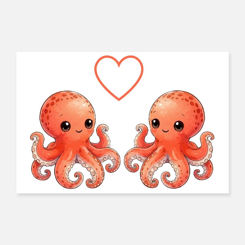 Octopus Love Poster 12" x 8" (30x20 cm)